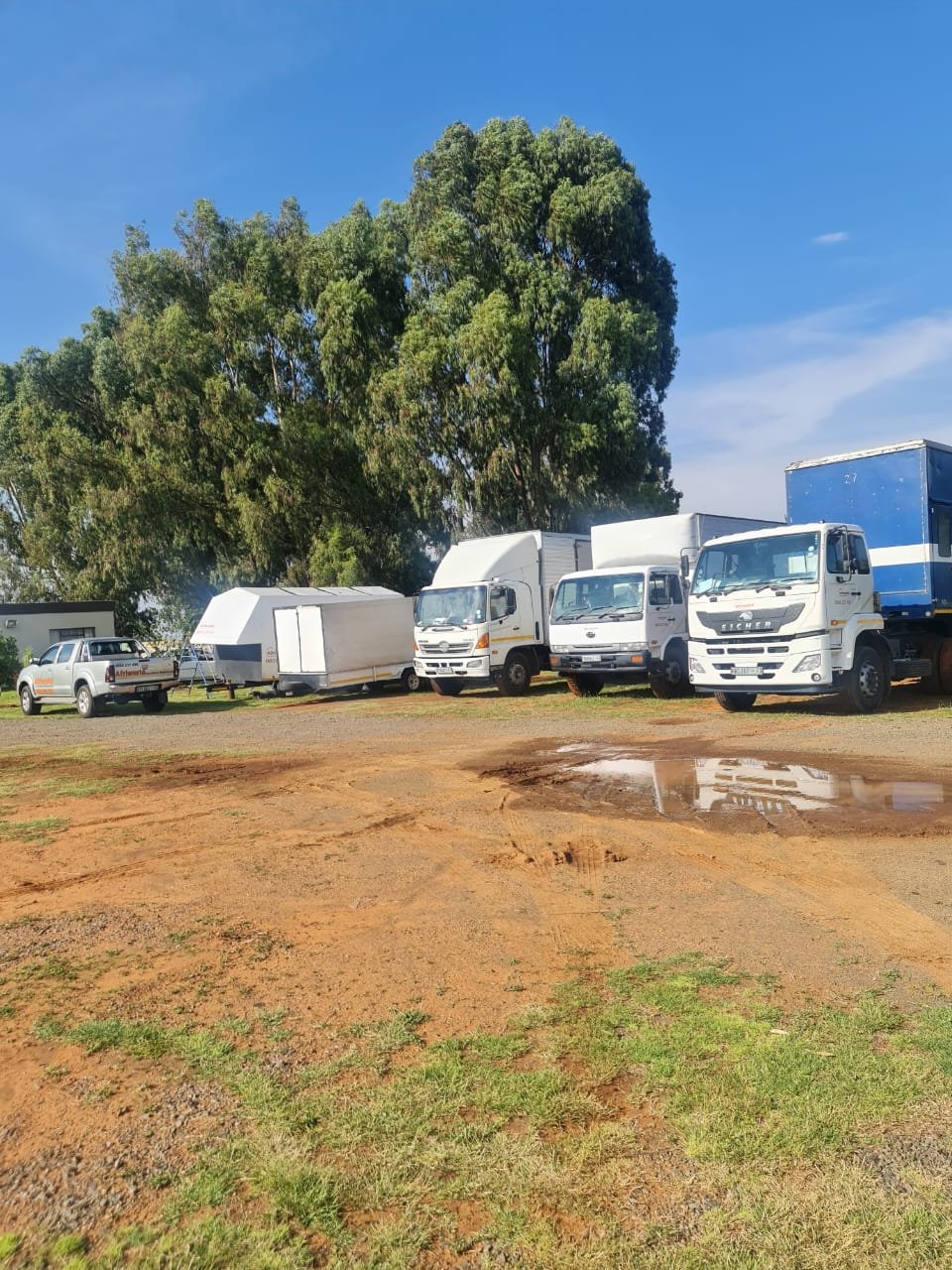 City on the Move fleet of trucks lined up at the yard, ready for deployment